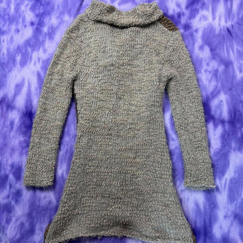 Cozy artsy chunky knit patchwork cardigan with mixed texture - Picture 6 of 6